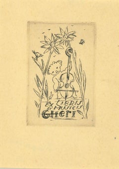 Ex Libris et Musicis Gheri - Etching by Michel Fingesten - 1930s