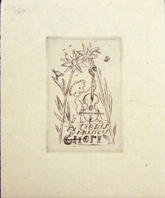 Ex Libris et Musicis - Original Etching by M. Fingesten - Early 1900