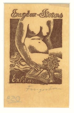 Ex Libris Eugène Strens - Etching by Michel Fingesten - 1930s