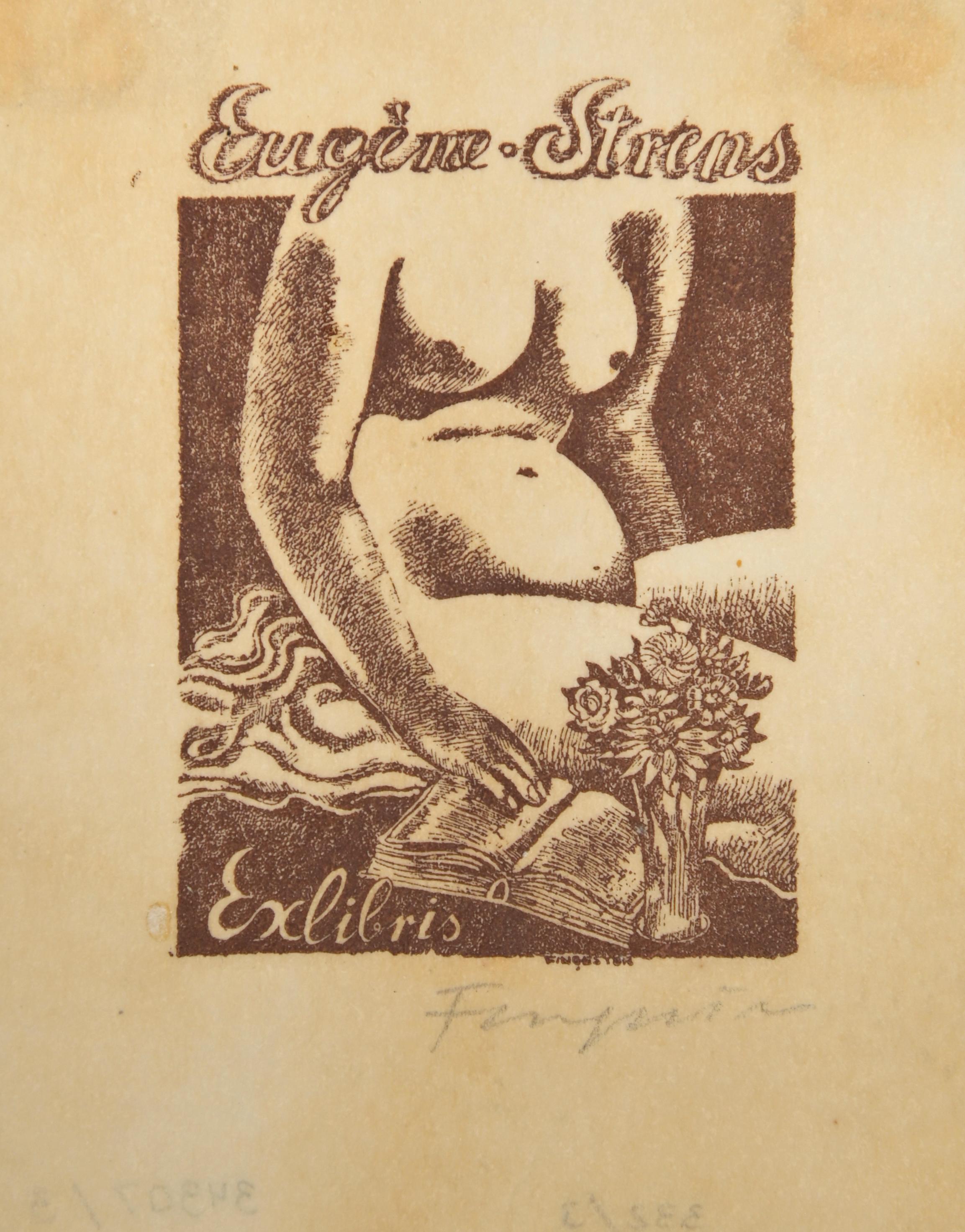 Ex Libris - Eugène Strens is a woodcut print created by  Michel Fingesten.

Hand Signed on the lower right margin.

Good conditions.

Michel Fingesten (1884 - 1943) was a Czech painter and engraver of Jewish origin. He is considered one of the