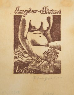 Ex Libris - Eugène Strens -Woodcut by Michel Fingesten - 1930s