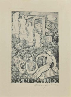 Ex Libris - Gabriele D'Annunzio - Eau-forte de Michel Fingesten - années 1930