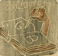 Ex Libris « GB » . Impression sur bois originale de M. Fingesten - Début du XXe siècle