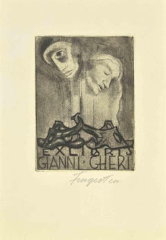 Vintage Ex Libris Gianni Gheri - Etching by Michel Fingesten - 1930s