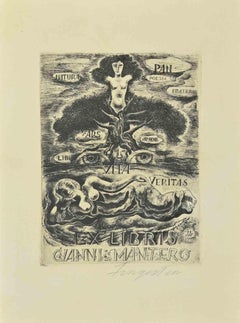 Vintage Ex Libris - Gianni Mantero - Etching by Michel Fingesten - 1930s