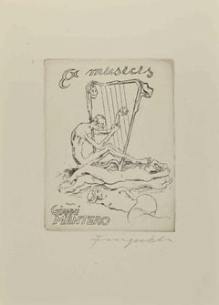 Ex Libris - Gianni Mantero - Ex Musicis - Etching by Michel Fingesten - 1930s