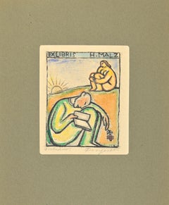 Vintage Ex Libris - H. Malz - Etching by Michel Fingesten - 1930s
