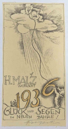 Ex Libris - H. Malz Wünscht - Radierung von Michel Fingesten - 1936