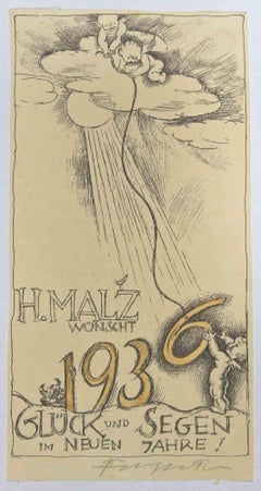 Ex Libris - H. Malz Wünscht - Etching by Michel Fingesten - 1936