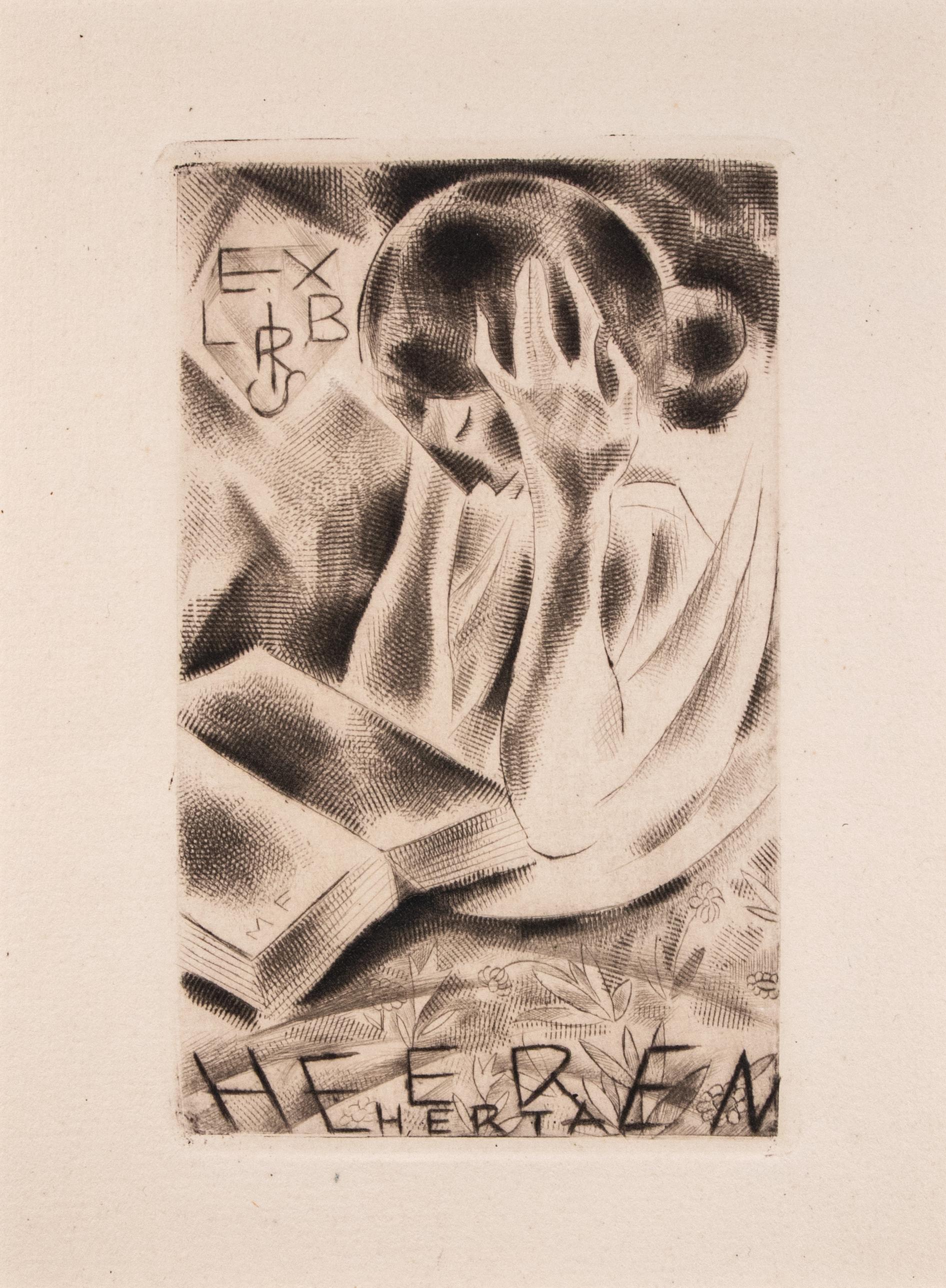 Ex Libris Heeren Herta - Etching by Michel Fingesten - 1936