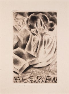 Antique Ex Libris Heeren Herta - Etching by Michel Fingesten - 1936