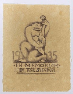 Ex Libris - In Memoriam Dr. Th. Gravure de Simon par Michel Fingesten - Années 1930