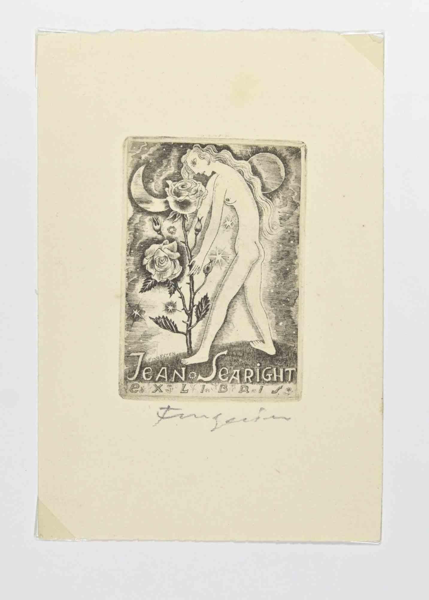 Ex Libris - Jean Searight is an Etching print created by  Michel Fingesten.

Hand Signed on the lower right margin.

The artwork is glued on cardboard.

Total dimensions: 23 x 16 cm.

Good conditions.

Michel Fingesten (1884 - 1943) was a Czech