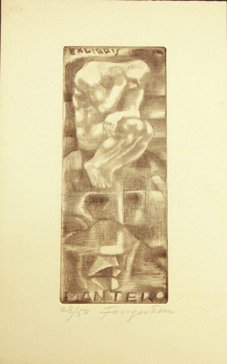 Ex Libris Mantero - Etching by Michel Fingesten - 1930 ca