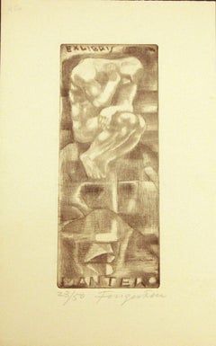 Ex Libris Mantero - Etching by Michel Fingesten - 1930 ca
