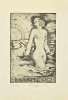 Vintage Ex Libris Mantero - Etching by Michel Fingesten - 1930s