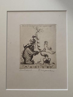 Ex Libris - Mantero - Etching by Michel Fingesten - 1930s