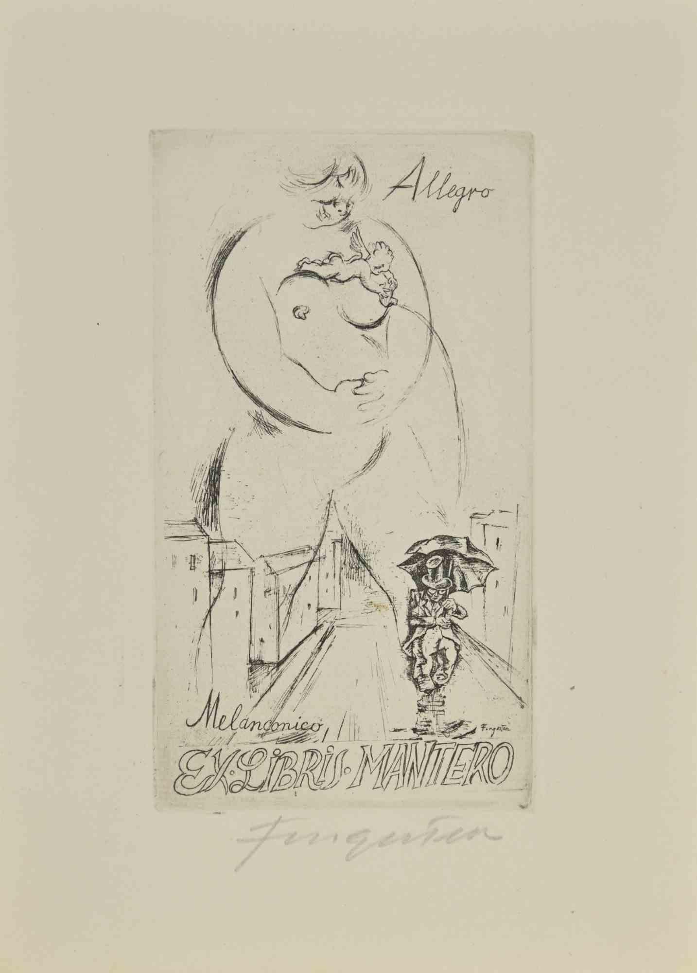 Ex Libris - Mantero - Melanconico-Allegro is an Etching print created by Michel Fingesten.

Hand Signed on the lower margin.

Good conditions.

Michel Fingesten (1884 - 1943) was a Czech painter and engraver of Jewish origin. He is considered one of