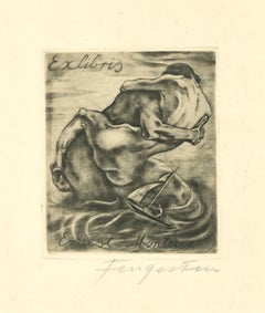 Ex Libris - Mantero - Original Etching by M. Fingesten - 1930s