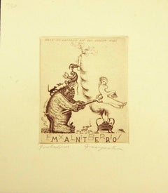 Ex Libris Mantero - Original Etching by M. Fingesten - Early 1938