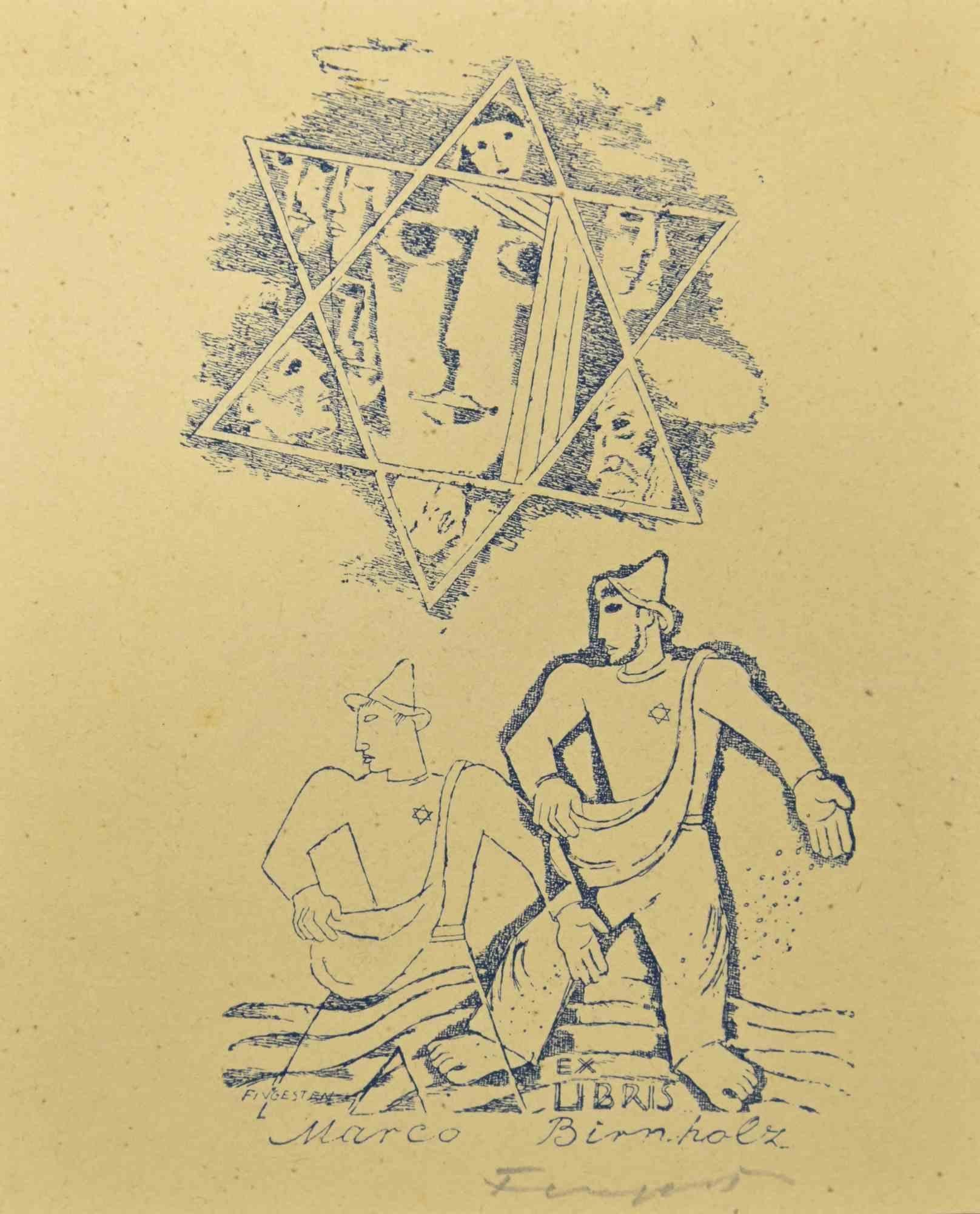 Ex Libris - Marco Binnholz is a woodcut print created by  Michel Fingesten.

Hand Signed on   the lower right margin.

Good conditions.

Michel Fingesten (1884 - 1943) was a Czech painter and engraver of Jewish origin. He is considered one of the