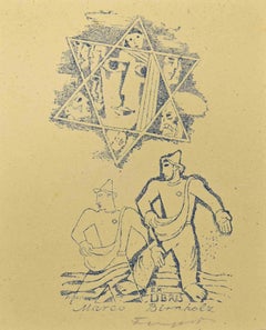 Vintage Ex Libris - Marco Binnholz - Woodcut by Michel Fingesten - 1930s