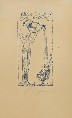 Ex Libris - Nina Tosi - gravure sur bois par Michel Fingesten - années 1930