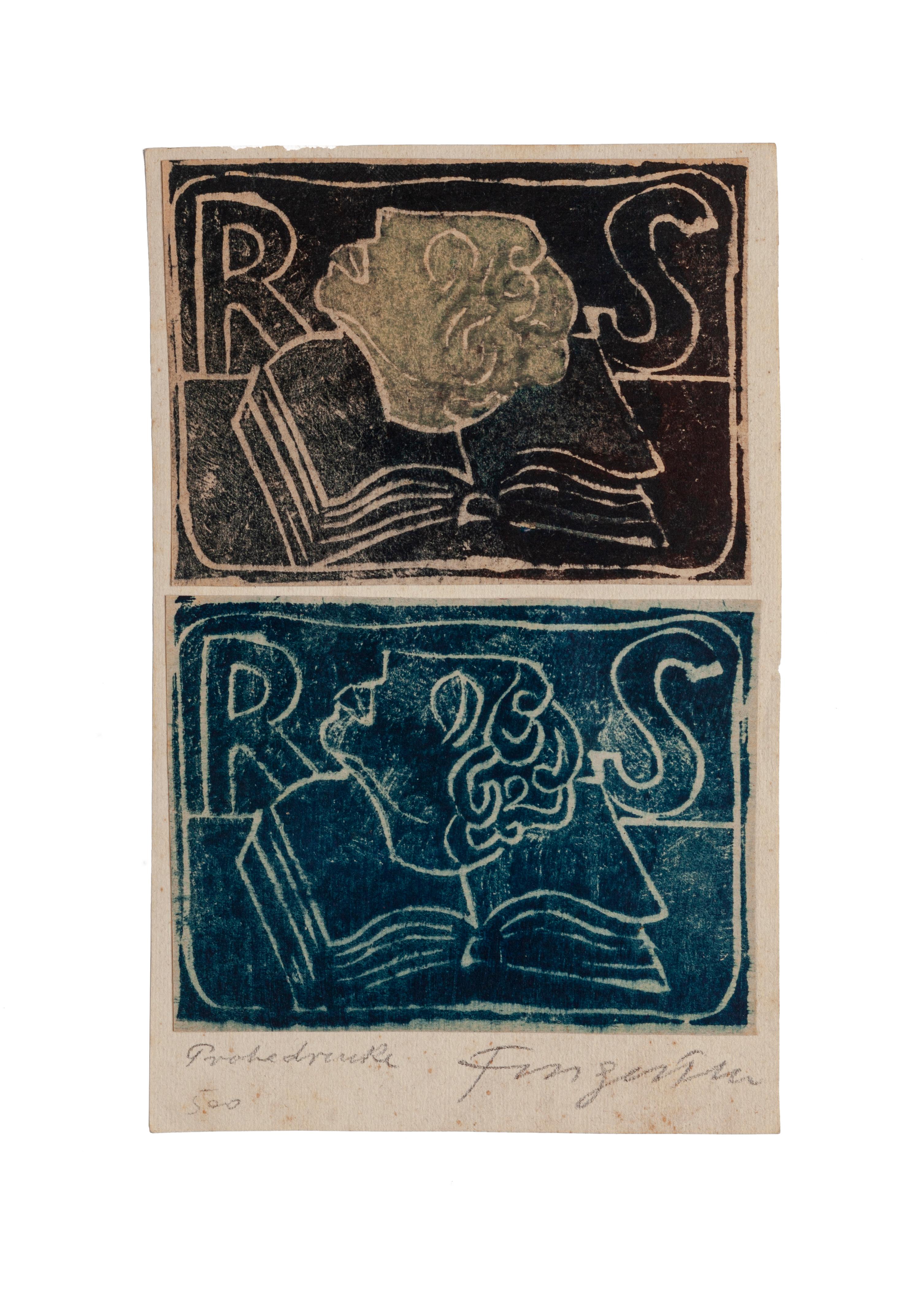 Ex Libris  - Woodcut by M. Fingesten - Early 1900 - Print by Michel Fingesten