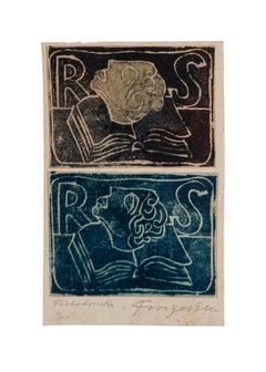 Ex Libris  - Woodcut by M. Fingesten - Early 1900