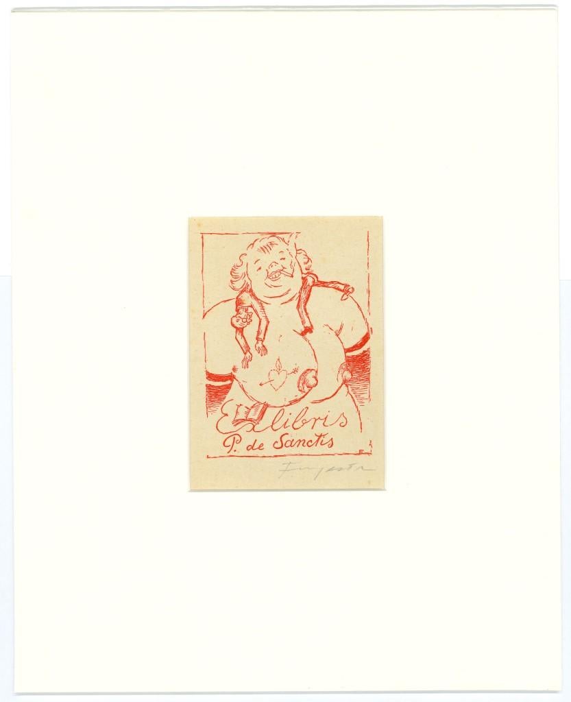 Ex Libris P. De Sanctis - Etching by Michel Fingesten - 1930s For Sale 1