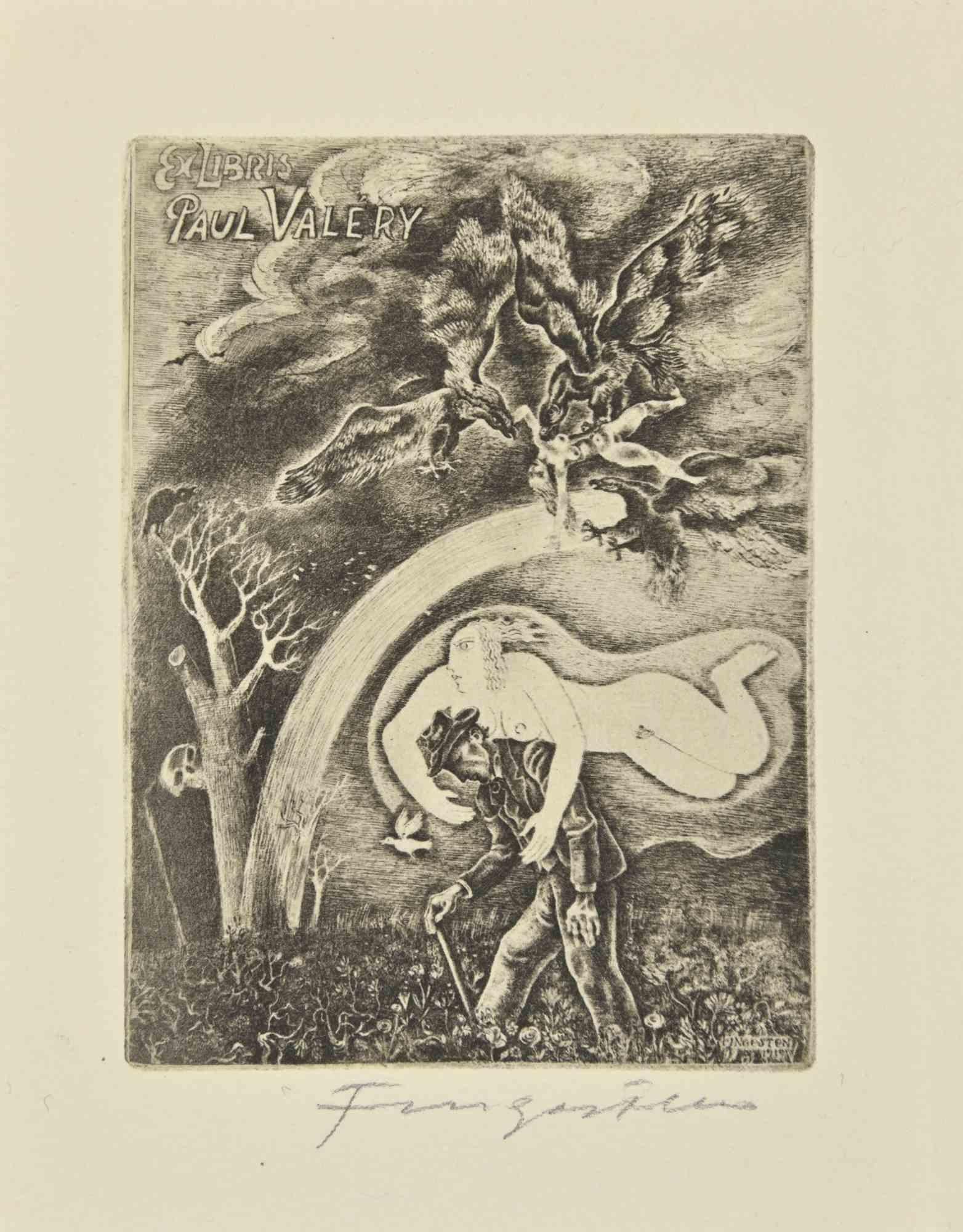 Ex Libris - Paul Valery is an Etching print realized by Michel Fingesten.

Hand Signed in the lower right margin.

Good conditions.

Michel Fingesten (1884 - 1943) was a Czech painter and engraver of Jewish origin. He is considered one of the