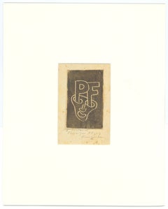 Ex Libris – PF – Holzschnitt von M. Fingesten – Anfang 1900
