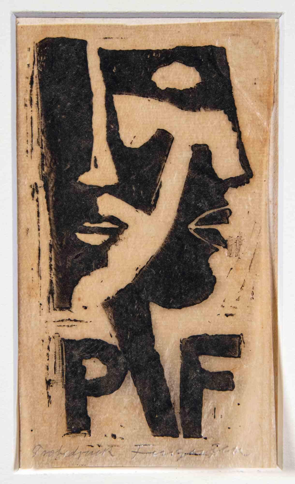 Ex Libris PF - Woodcut by Michel Fingesten - 1936 For Sale 1