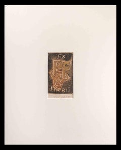 Ex Libris PF - Woodcut by Michel Fingesten - 1936