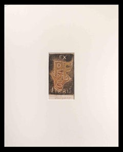 Ex Libris PF - Woodcut by Michel Fingesten - 1936