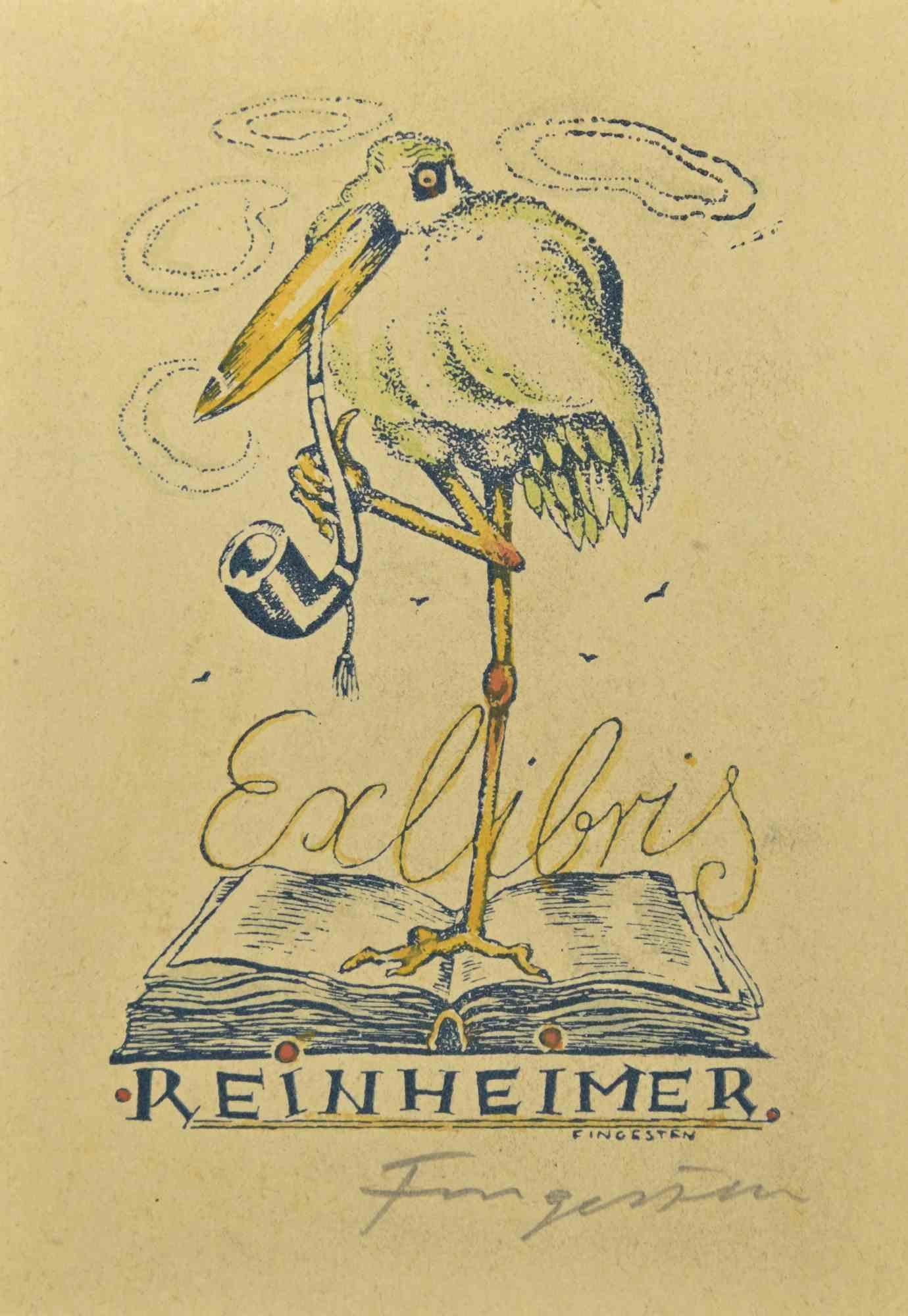 Ex Libris - Reinheimer is a colored woodcut print created by  Michel Fingesten.

Hand Signed on   the lower right margin.

Good conditions.

Michel Fingesten (1884 - 1943) was a Czech painter and engraver of Jewish origin. He is considered one of