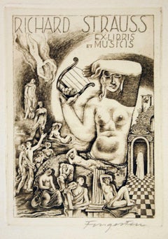 Ex Libris Richard Strauss - Original Etching by Michel Fingesten