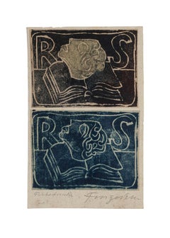 Ex Libris RS – Holzschnitt von Michel Fingesten – frühes 20. Jahrhundert