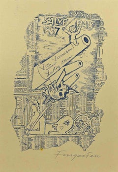 Ex Libris - Salve Pax - Woodcut by Michel Fingesten - 1937