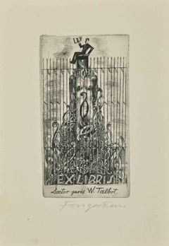 Vintage Ex Libris - W. Talbot - Etching by Michel Fingesten - 1930s