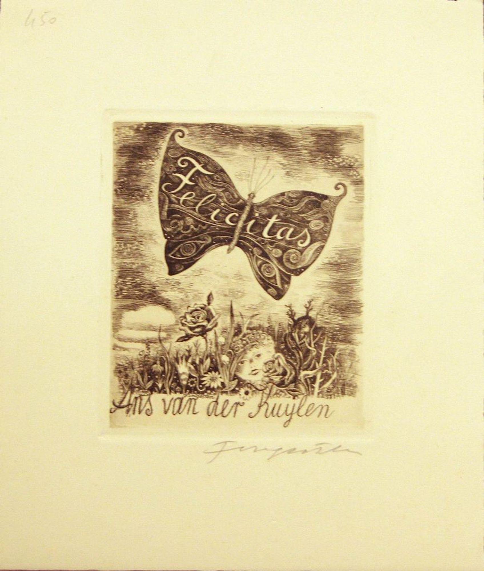 Michel Fingesten Figurative Print - Felicitas / Ans Van der Kuylen - Original Etching by M. Fingesten
