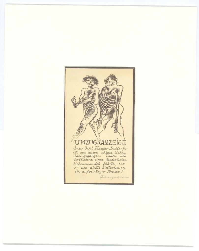 Umzugsanzeige - Aguafuerte de Michel Fingesten - Años 30 en venta 1