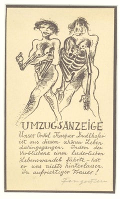 Umzugsanzeige - Etching by Michel Fingesten - 1930s