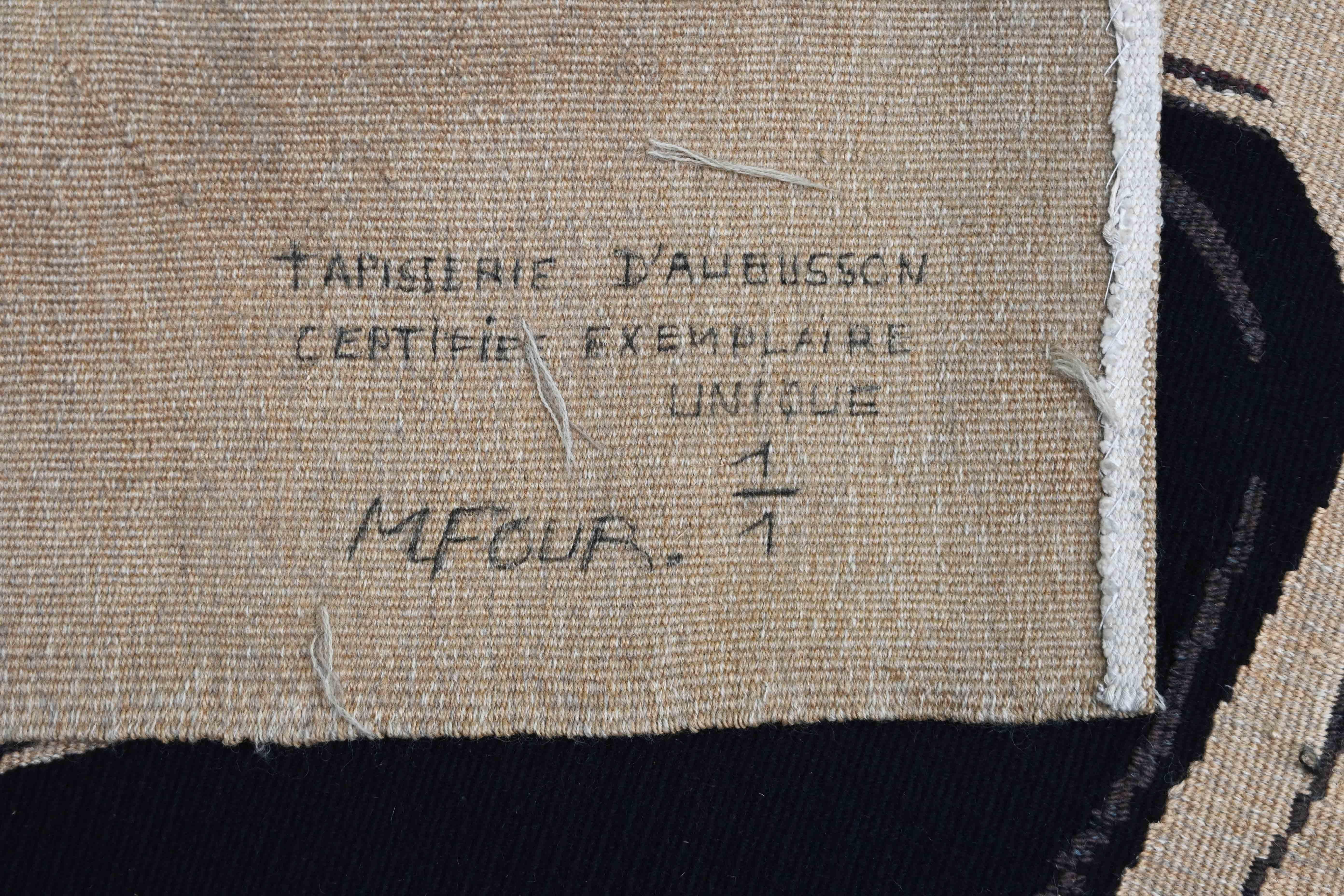 Michel FOUR - Zertifizierter französischer Aubusson Wandteppich, Exemplar 1/1 - Nr. 1558 (Wolle) im Angebot