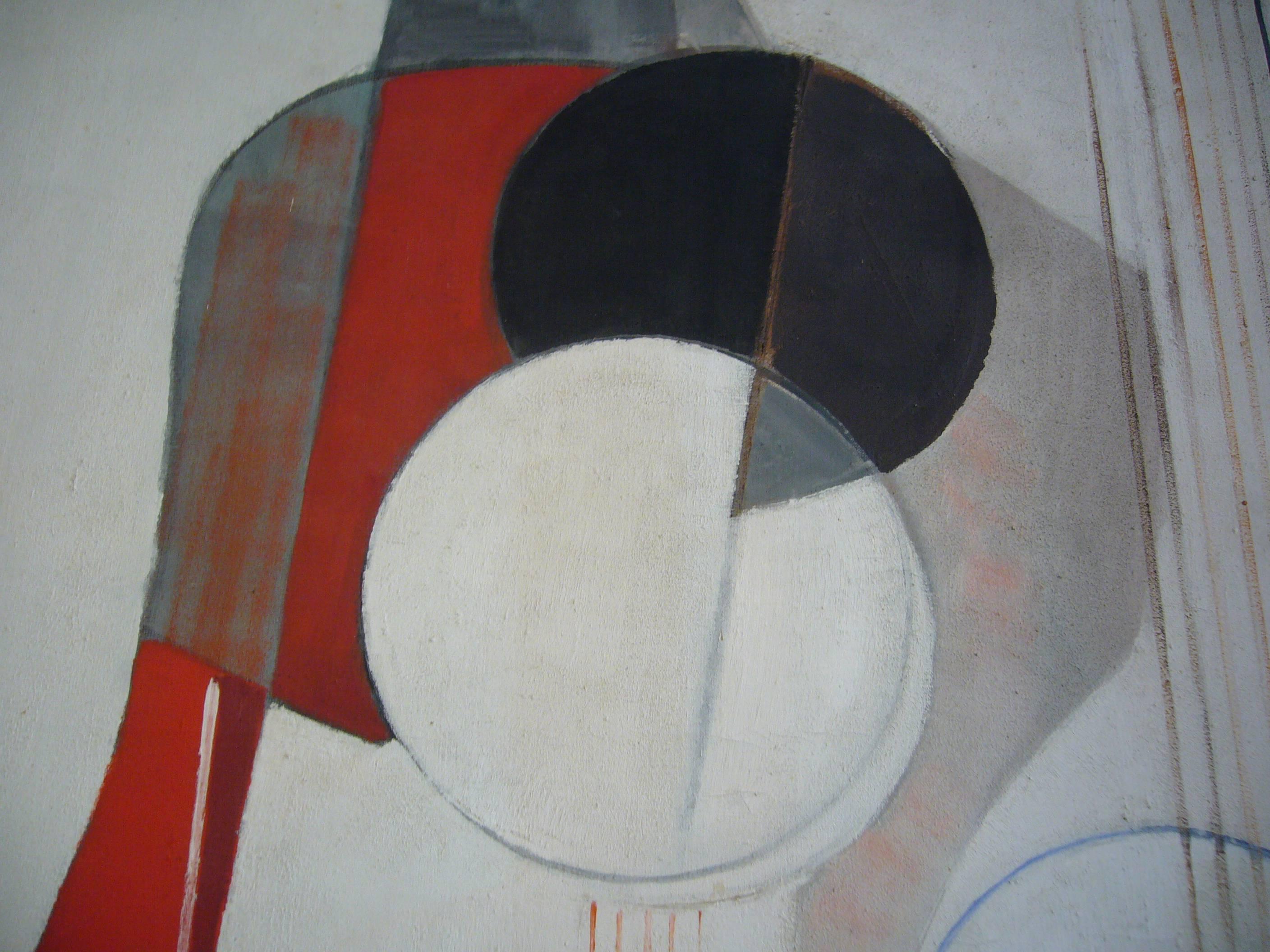 TRIPTYQUE DU CERCLE III , 1972- Olio su tela, 147x115 cm. - Abstract Painting Grigio di Michel Gaudet