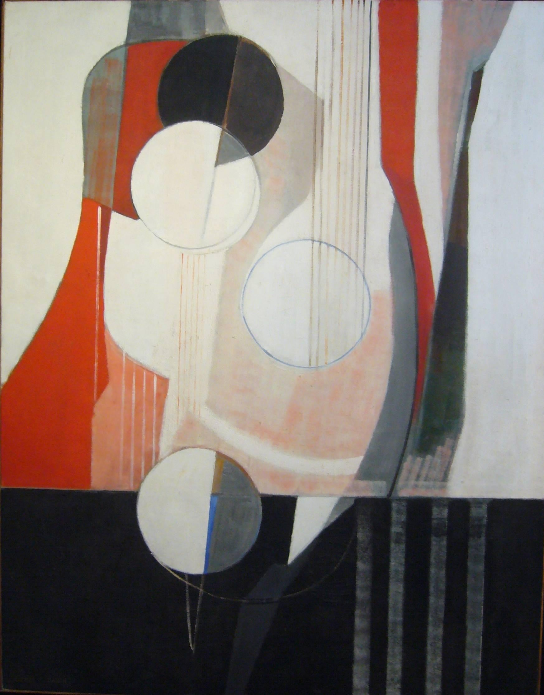 Michel Gaudet Abstract Painting - TRIPTYQUE DU CERCLE III , 1972- Oil on canvas, 147x115 cm.