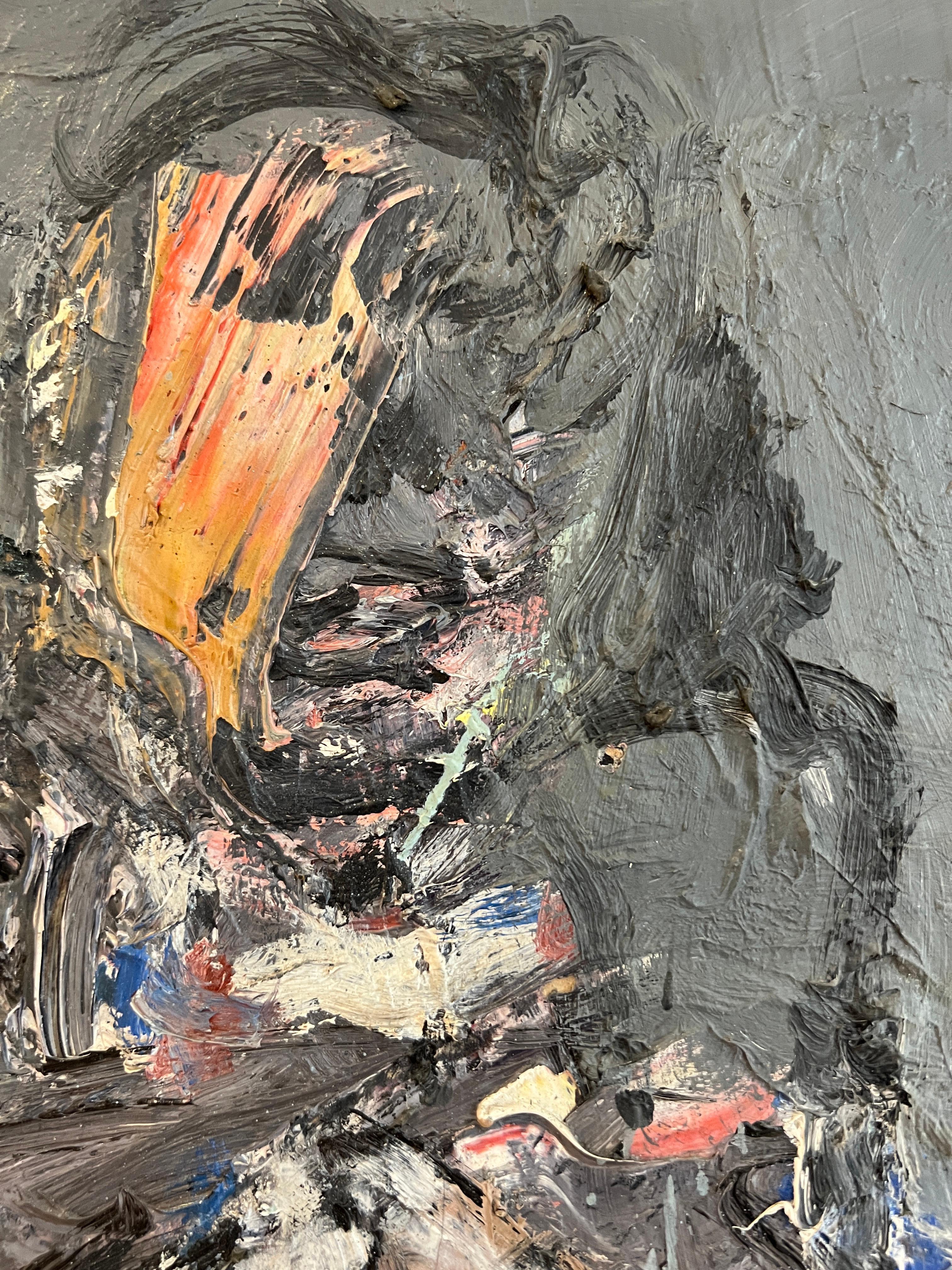 The Troublet Sisters (Grau), Abstract Painting, von Michel Gemignani