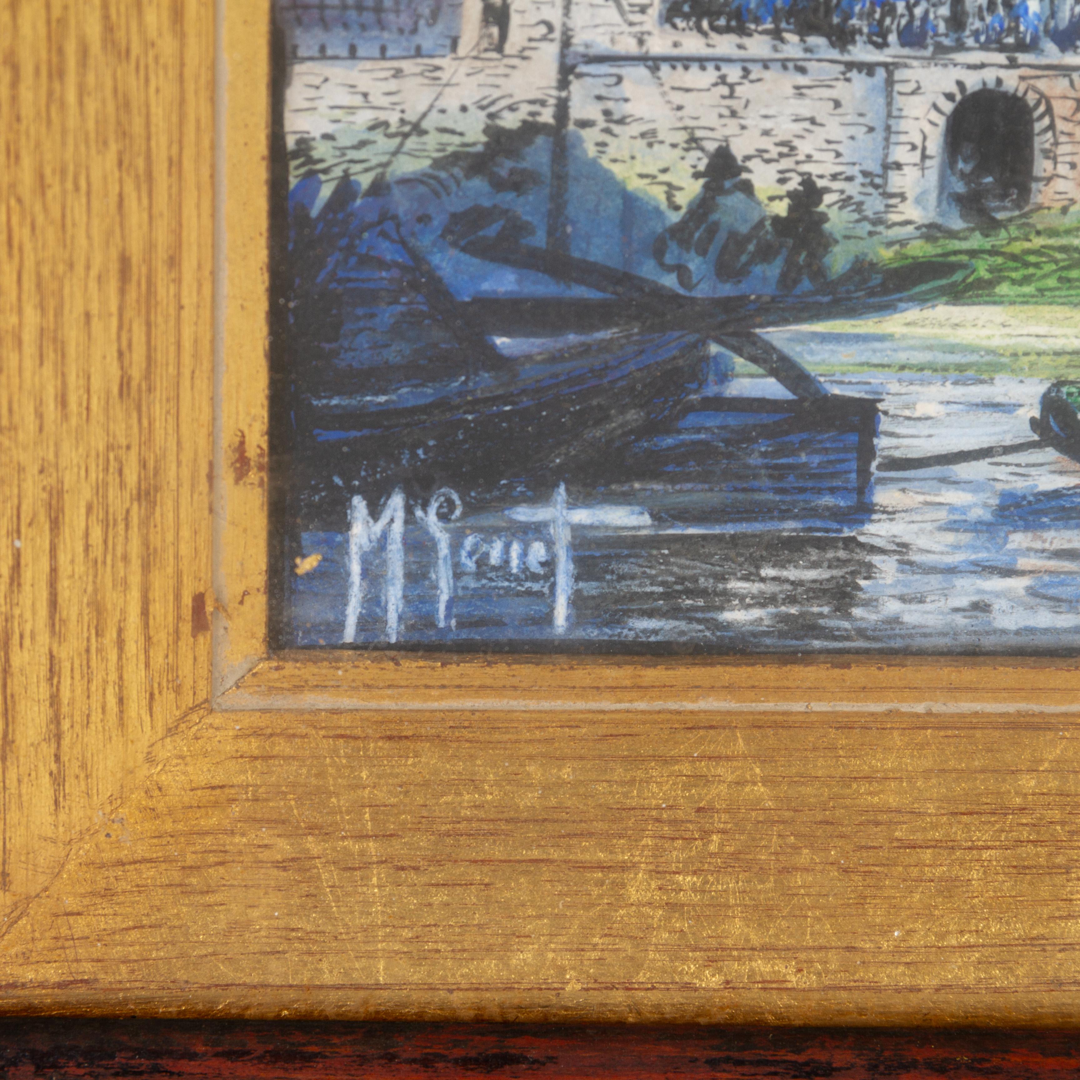Michel Genot (1914-1986) Paisaje urbano de porcelana pintado a mano en bajorrelieve Earl en Bueno estado para la venta en Nottingham, GB