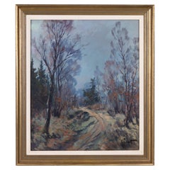 Peinture à l'huile française de paysages boisés de Michel Genot (1914-1986)