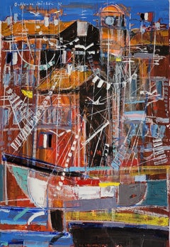 The Port of Saint Tropez. Acrylic on Paper. 73cm x 57cm.